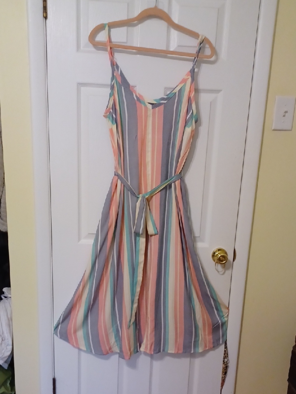 Torrid Sz 2, XL,16/18, Pastel Multicolor Feminine, Striped Midi Sundress.